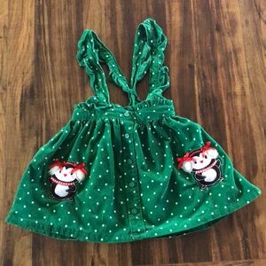 Young Hearts polka dot corduroy overall dress 4T